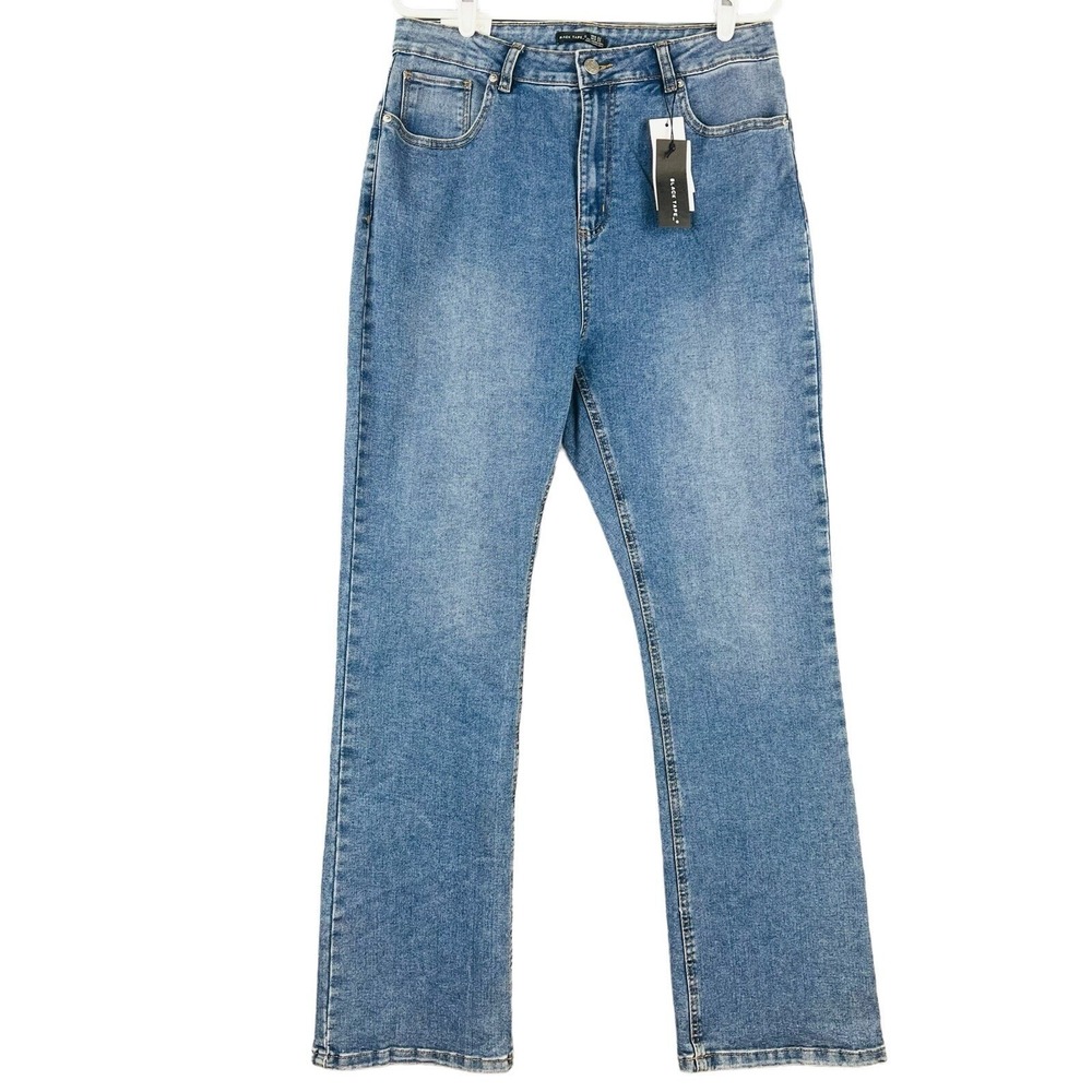 NWT Black Tape Women Blue Denim Jeans Size 32 Kim High Rise Straight Leg Stretch